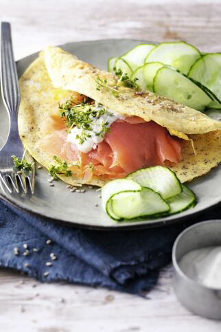 Räucherlachs-Kresse-Omelett Räucherlachs-Kresse-Omelett