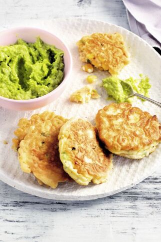 Maisfritter mit Erbsen-Guacamole Maisfritter mit Erbsen-Guacamole