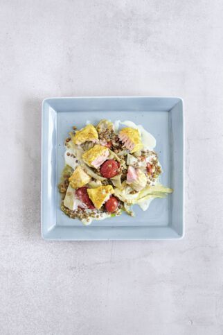 Kokoslachs mit Linsen Kokoslachs mit Linsen