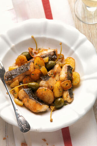 Wallergröstl mit konfierten Zitronen und Kapern Wallergröstl mit konfierten Zitronen und Kapern