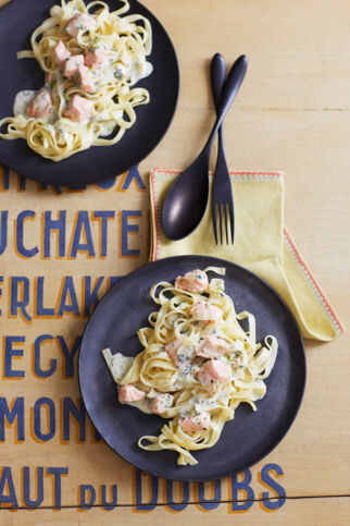 Lachs-Tagliatelle mit Kräuter-Limetten-Rahm Lachs-Tagliatelle mit Kräuter-Limetten-Rahm
