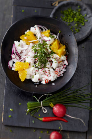 Dorsch-Ceviche mit Radieschen Dorsch-Ceviche mit Radieschen