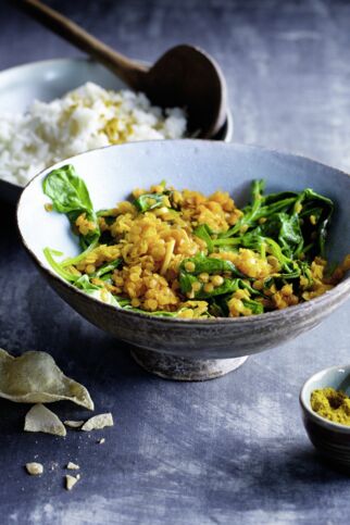 Spinat-Linsen-Dal mit Basmatireis Spinat-Linsen-Dal mit Basmatireis