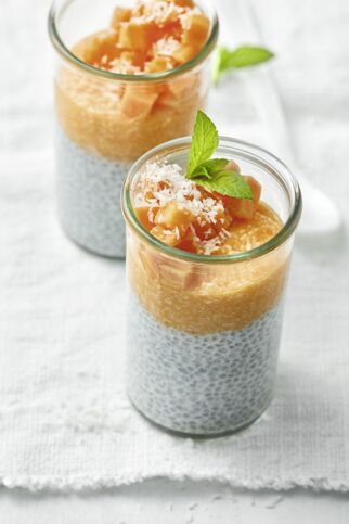 Kokos-Chia-Pudding mit Papaya Kokos-Chia-Pudding mit Papaya