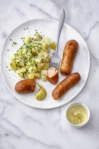 Corndogs mit Kartoffelsalat Corndogs mit Kartoffelsalat