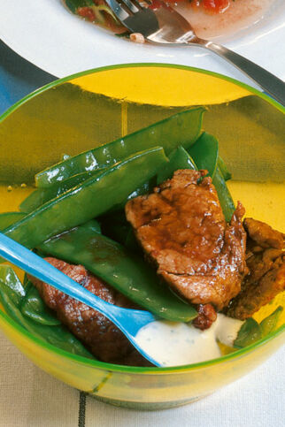 Geschnetzeltes mit Zuckerschoten Geschnetzeltes mit Zuckerschoten