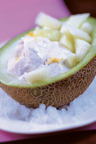 Honigmelonensalat mit Mascarponecreme Honigmelonensalat mit Mascarponecreme