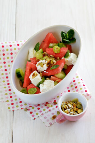 Wassermelonensalat mit Feta Wassermelonensalat mit Feta