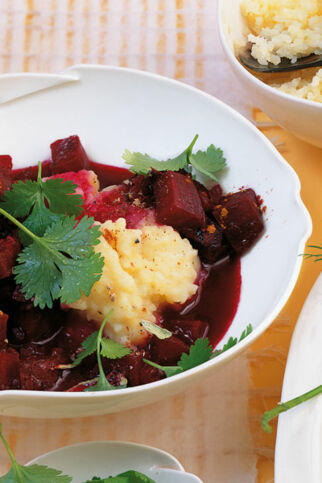 Rote-Bete-Ragout mit Kokospüree Rote-Bete-Ragout mit Kokospüree