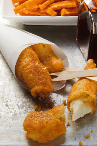 Pangasius mit Süsskartoffel-Frittern Pangasius mit Süsskartoffel-Frittern