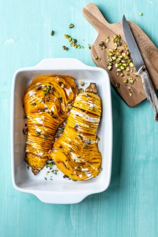 Hasselback-Kürbis Hasselback-Kürbis