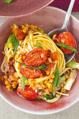 Spaghetti mit roten Linsen Spaghetti mit roten Linsen