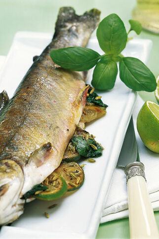 Gegrillte Saiblinge mit Limetten Gegrillte Saiblinge mit Limetten