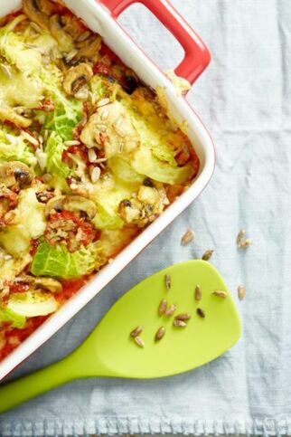 Überbackener Wirsing mit Pilzen Überbackener Wirsing mit Pilzen