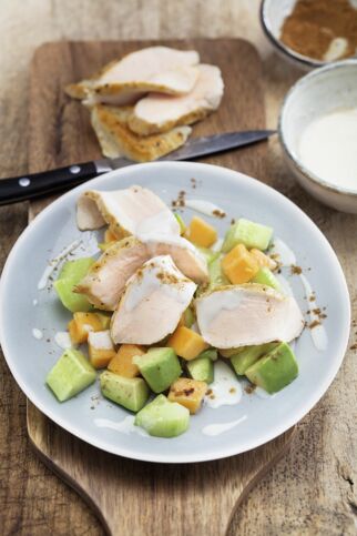 Melone-Gurken-Salat mit Hähnchenbrust Melone-Gurken-Salat mit Hähnchenbrust