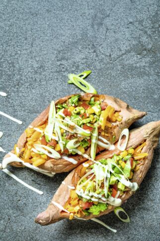 Gefüllte Ofen-Süßkartoffeln Gefüllte Ofen-Süßkartoffeln