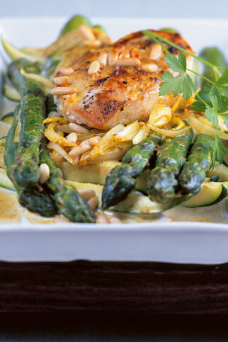 Spargel-Zucchini-Auflauf mit Hähnchenfilet Spargel-Zucchini-Auflauf mit Hähnchenfilet