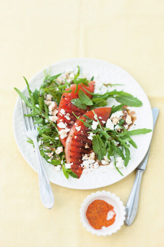 Rucola mit gegrillter Melone Rucola mit gegrillter Melone