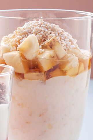 Bananenquark mit Puff-Amaranth Bananenquark mit Puff-Amaranth