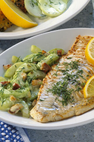 Zander mit Schmorgurken Zander mit Schmorgurken