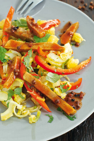 Szechuan-Seitan mit gebratenem Gemüse Szechuan-Seitan mit gebratenem Gemüse