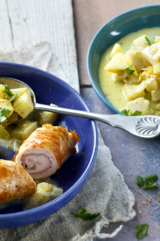 Putenröllchen mit Rahmsellerie Putenröllchen mit Rahmsellerie