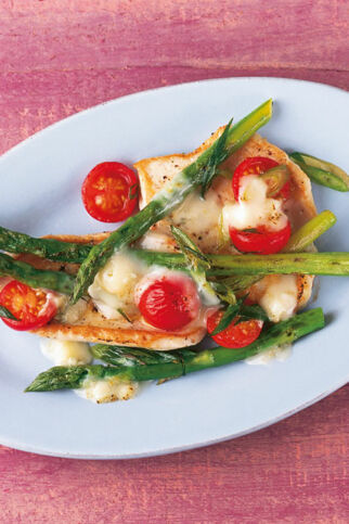 Putenschnitzel mit grünem Spargel und Gorgonzola Putenschnitzel mit grünem Spargel und Gorgonzola