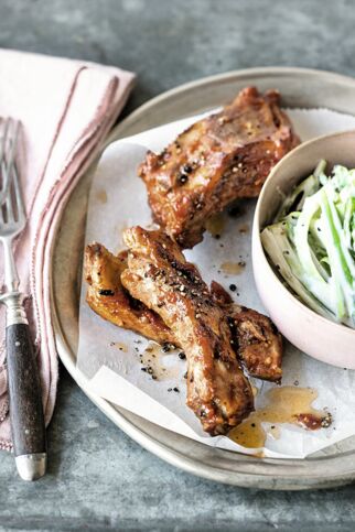 Cole Slaw mit Spargel zu Spareribs Cole Slaw mit Spargel zu Spareribs