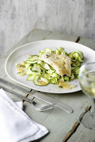 Rotbarsch auf Zucchininudeln Rotbarsch auf Zucchininudeln