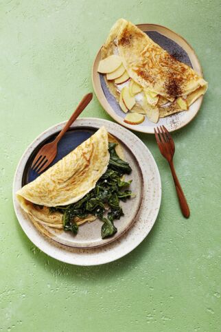 Dinkelpfannkuchen mit zweierlei Füllung Dinkelpfannkuchen mit zweierlei Füllung