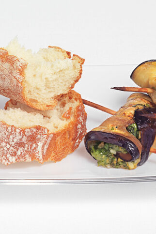 Auberginenröllchen am Spieß Auberginenröllchen am Spieß