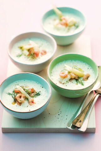 Spargelcremesuppe mit Krabben Spargelcremesuppe mit Krabben