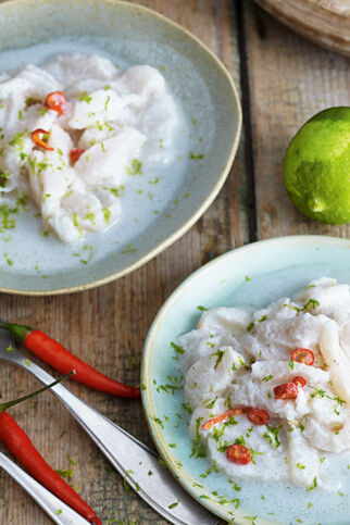 Pangasius-Ceviche mit Chili und Kokosmilch Pangasius-Ceviche mit Chili und Kokosmilch