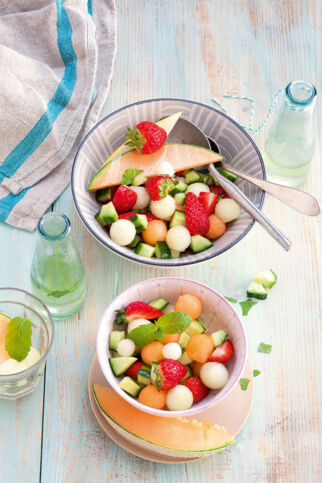 Melonensalat mit Minzesirup Melonensalat mit Minzesirup