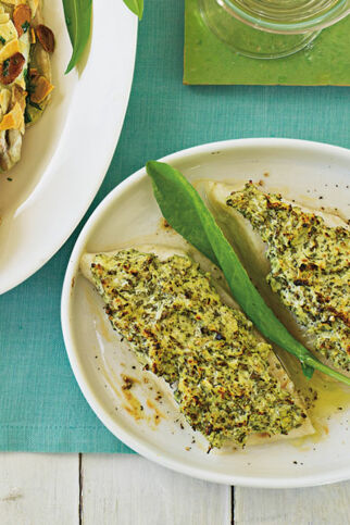 Fischfilet mit Kräuter-Frischkäse-Kruste Fischfilet mit Kräuter-Frischkäse-Kruste