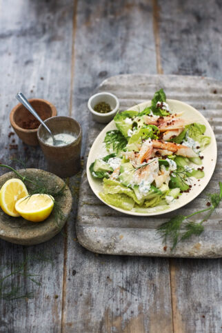 Forellen-Avocado-Salat mit Meerrettich-Dill-Dressing Forellen-Avocado-Salat mit Meerrettich-Dill-Dressing