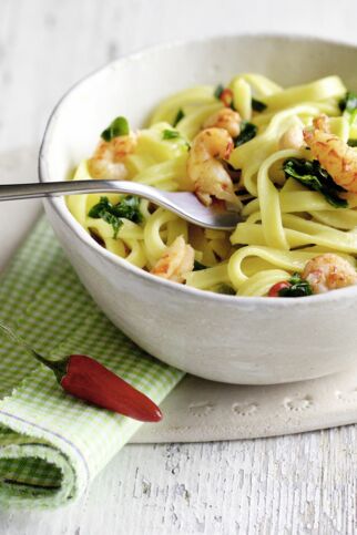 Bärlauch-Nudeln mit Flusskrebsen Bärlauch-Nudeln mit Flusskrebsen