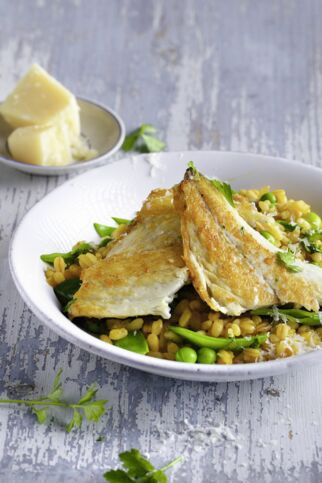 Doradenfilet mit Möhren-Weizen-Risotto Doradenfilet mit Möhren-Weizen-Risotto