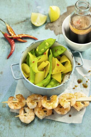 Garnelenspieße mit Mangosalat Garnelenspieße mit Mangosalat