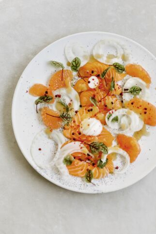 Lachs-Sashimi mit Fenchel und Grapefruit Lachs-Sashimi mit Fenchel und Grapefruit