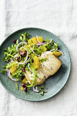 Orangen-Olivensalat-mit-Heilbutt Orangen-Olivensalat-mit-Heilbutt