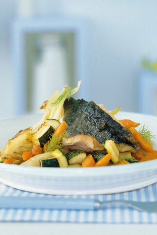 Grillgemüse mit Bachsaibling Grillgemüse mit Bachsaibling