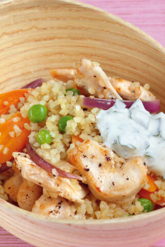 Bulgur-Hähnchen-Pfanne Bulgur-Hähnchen-Pfanne