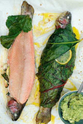 Lachsforelle mit Bohnenbutter Lachsforelle mit Bohnenbutter