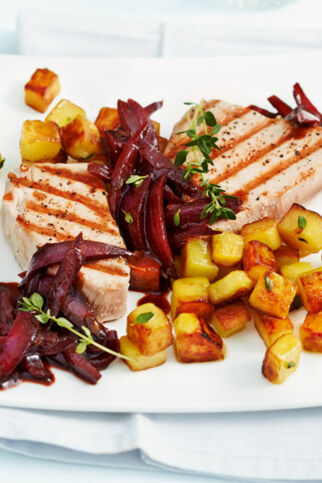 Thunfisch mit Balsamico-Zwiebeln Thunfisch mit Balsamico-Zwiebeln