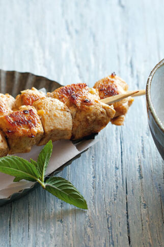 Indische Hähnchenspieße mit Raita Indische Hähnchenspieße mit Raita