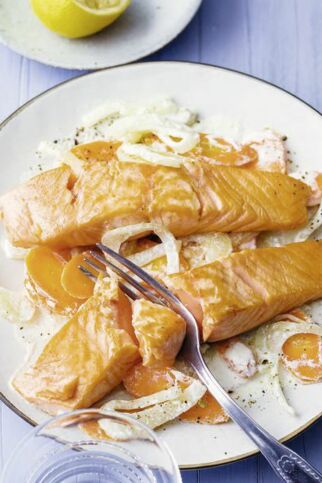Lachs mit Fenchel-Möhren-Gemüse Lachs mit Fenchel-Möhren-Gemüse