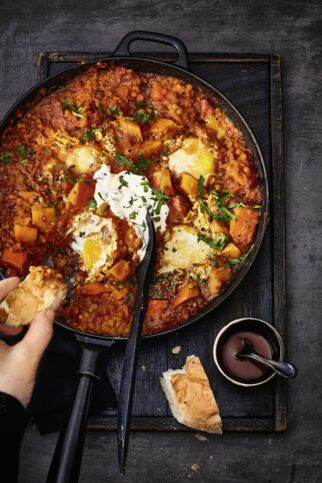 Linsen-Shakshuka
mit Kürbis Linsen-Shakshuka
mit Kürbis