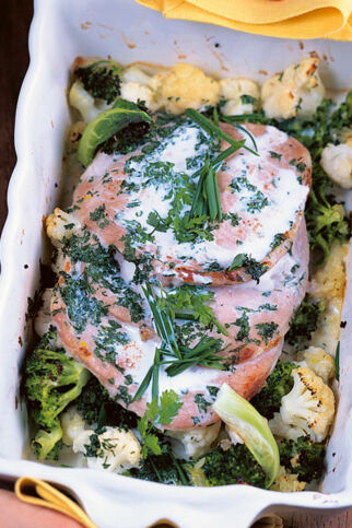 Kohlröschenauflauf mit Steaks Kohlröschenauflauf mit Steaks