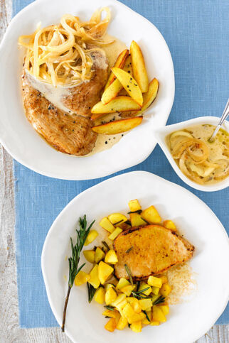 Schnitzel mit Kartoffelspalten Schnitzel mit Kartoffelspalten